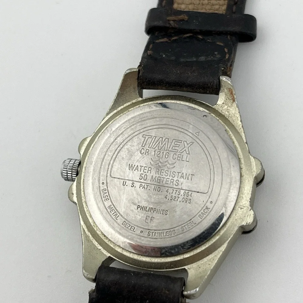 Vtg Timex Expedition‎ Watch Women Indiglo 32mm Gold Tone Leather- New Battery